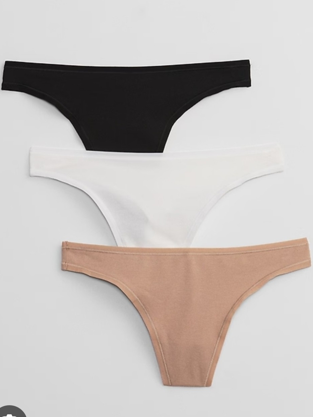 GAP Women's Organic Stretch Cotton Thongs 3-Pack - Black, White & Nude